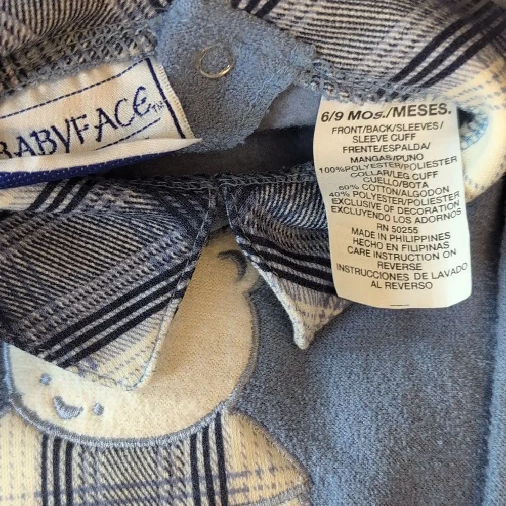 Vintage Baby Face New York blue embroidered teddy bear‎ outfit